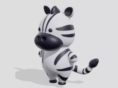 Cute little zebra  Low-poly 3D model