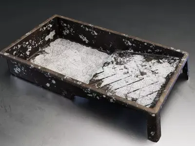 Old Paint Roller and Tray Set Low-poly 3D model