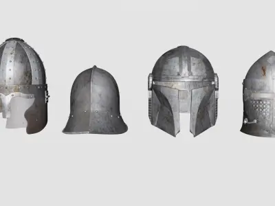 Halmet pack Low-poly 3D model