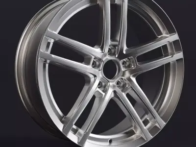 Modern 5-Spoke Car Rim - 4-in-1 Pack Game-Ready PBR  Sub-D Low-poly 3D model