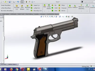 vector-mechanical-gun computer screen showing gun 3D model