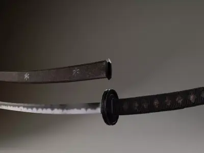 Japanese Katana Sword Low-poly 3D model