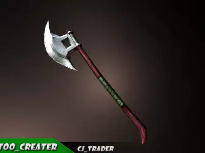 Fantasy Axe Lowpoly 3D Model Low-poly 3D model