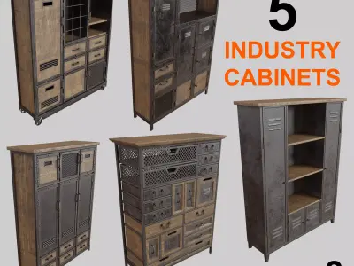 5 Industry Cabinets 3D model