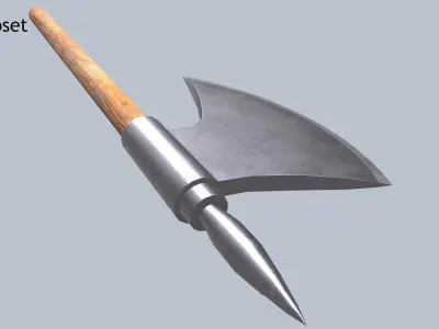 Battle Axe Low-poly 3D model 35