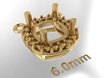 Dainty Diamond Halo Cushion Pendant 6mm 3D print model