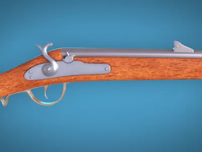 Percussion Musket LowPoly Firearm  3D Model Low-poly 3D model