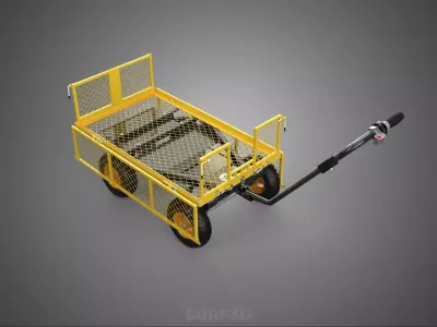 ELECTRIC REMOVABLE MESH SIDE PANEL BED TUB CART WAGON TROLLEY 4W 3D model