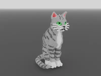 Voxelized Animated Cat Free low-poly 3D model