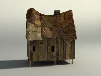 Shacks part 1 Low-poly 3D model
