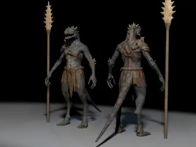 Dragon or fighting lizard Low-poly 3D model