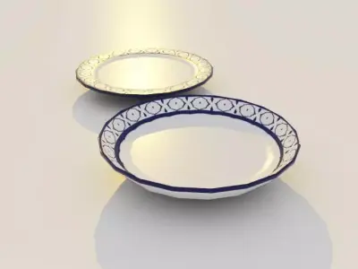 Thai Lai Kram Ceramic Plate Set Low-poly 3D model