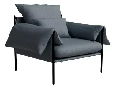 Blue Fabric Lounge Chair 3D model