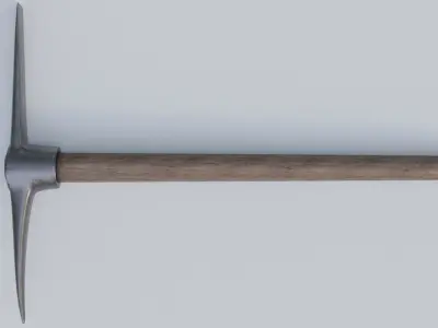 Pickaxe metal hammer with wooden handle 3D model