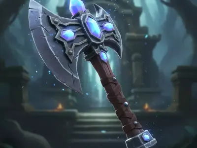 Stylized Fantasy Battle Axe  high Poly PBR Game Asset 3D model