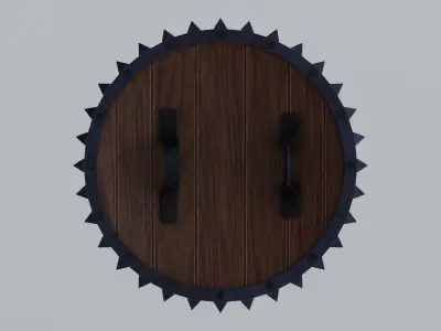 Medieval round wooden shield Low-poly 3D model buy