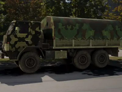 Military Cargo Truck 3D Model Army Transport Vehicle Game Ready Low-poly 3D model
