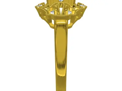 Antique Vintage Style Cocktail Ring 3D print model