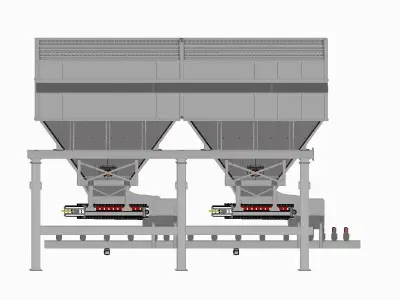 Concerete batching plant feeding hoppers 3D model purchase