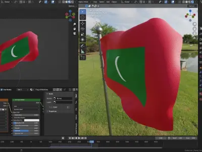 Animated Maldives Flags  3D model