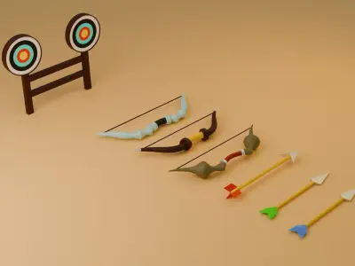 Low poly Archery game assets pack Low-poly 3D model