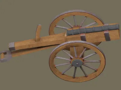 Medieval cannon Low-poly 3D model 8
