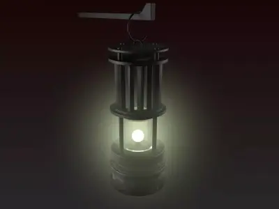 Antique Old Lantern Light Lamp Low-poly 3D model