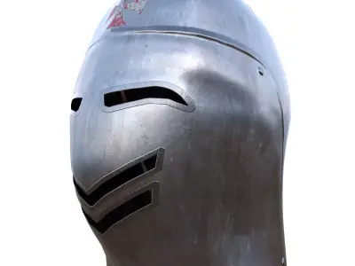 Medieval Templar Knight Helmet Low Poly PBR 3D Model Low-poly 3D model