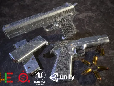 HIE Game Ready M1911 D180629 Low-poly 3D model