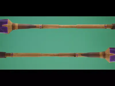 Low Poly Stylized Magical Staff Free low-poly 3D model