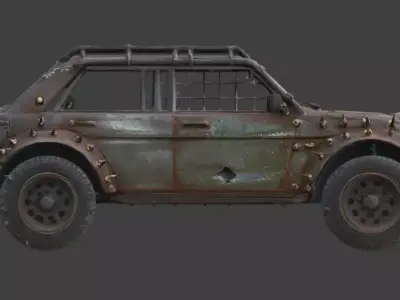 Post-Apocalyptic Raider Sedan 3D Model Low-poly 3D model