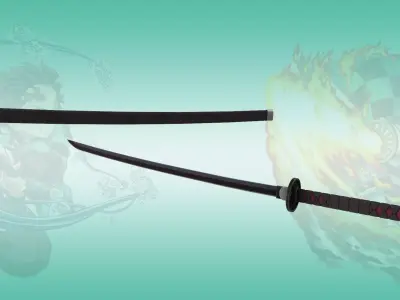 Demon Slayer Tanjiro Kamado Nichirin Sword Low-poly 3D model