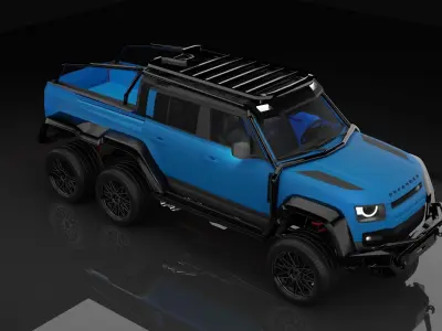land rover defender 6x6 Free low-poly 3D model