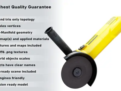 Angle Grinder Dewalt Gameready PBR Low-poly 3D model