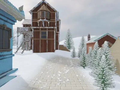 Winter Mountain Village 3D model buy