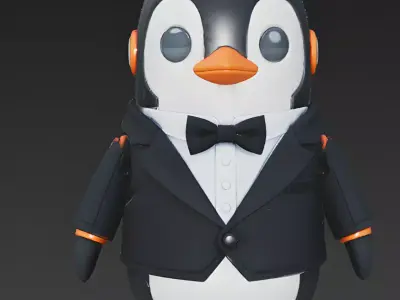 Realistic Robotic Penguin in Tuxedo 3D Model Low-poly 3D model