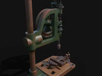  typical mancuna hand- cranked drill  Low-poly 3D model