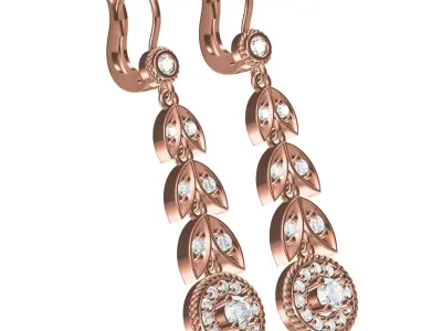 Antique Floral Design Lond Dongle Earring 3D print model