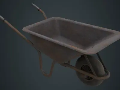 Wheelbarrow 1C Low-poly 3D model