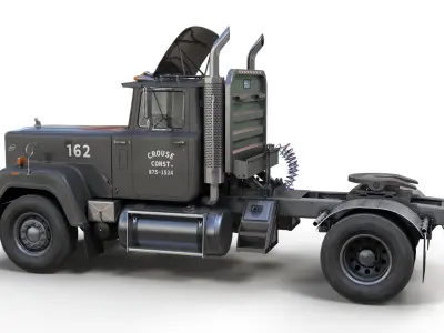 SuperLiner single axle semitruck Low-poly 3D model