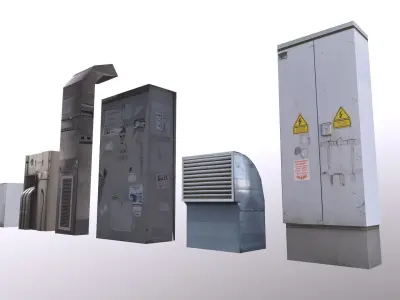 Industrial Factory Set  Low-poly 3D model