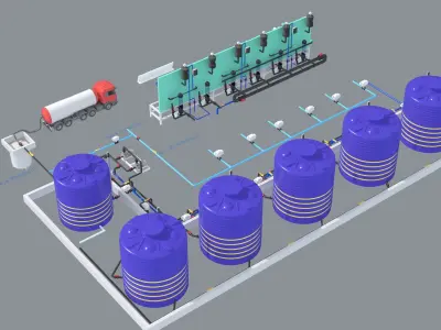 Sewage Water Treatment Station PAC dosing 3D model