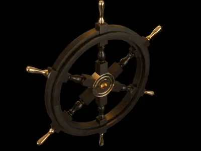 Wooden Sailing Ship Wheel 3D model