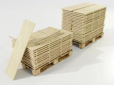 Pallet with wood slabs 3D model