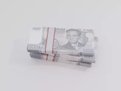 1000 Austrian Schilling Currency Low-poly 3D model