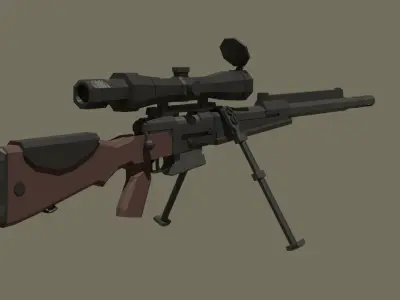 FR F2 sniper rifle Low-poly 3D model