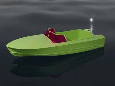 Boat or yacht on sea waves 3D model