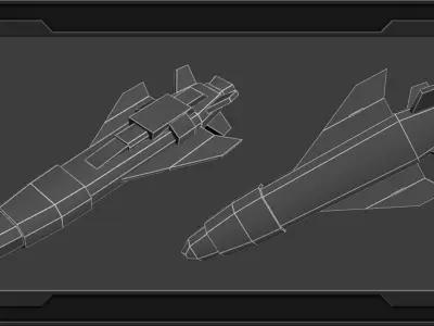 Sci-fi Missiles set Low-poly 3D model