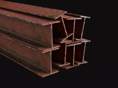 Game-Ready Old Rusty Metal Beams Low-poly 3D model