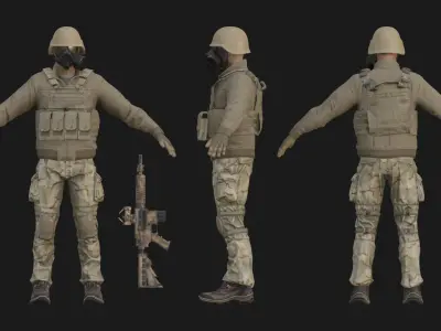 Modern Soldier Low-poly 3D model purchase